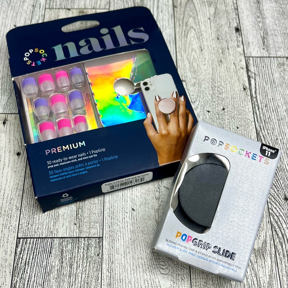 Popsockets PopGrip Slide iPhone 11 Kickstand Holder Neon Stick On Adhesive Nails